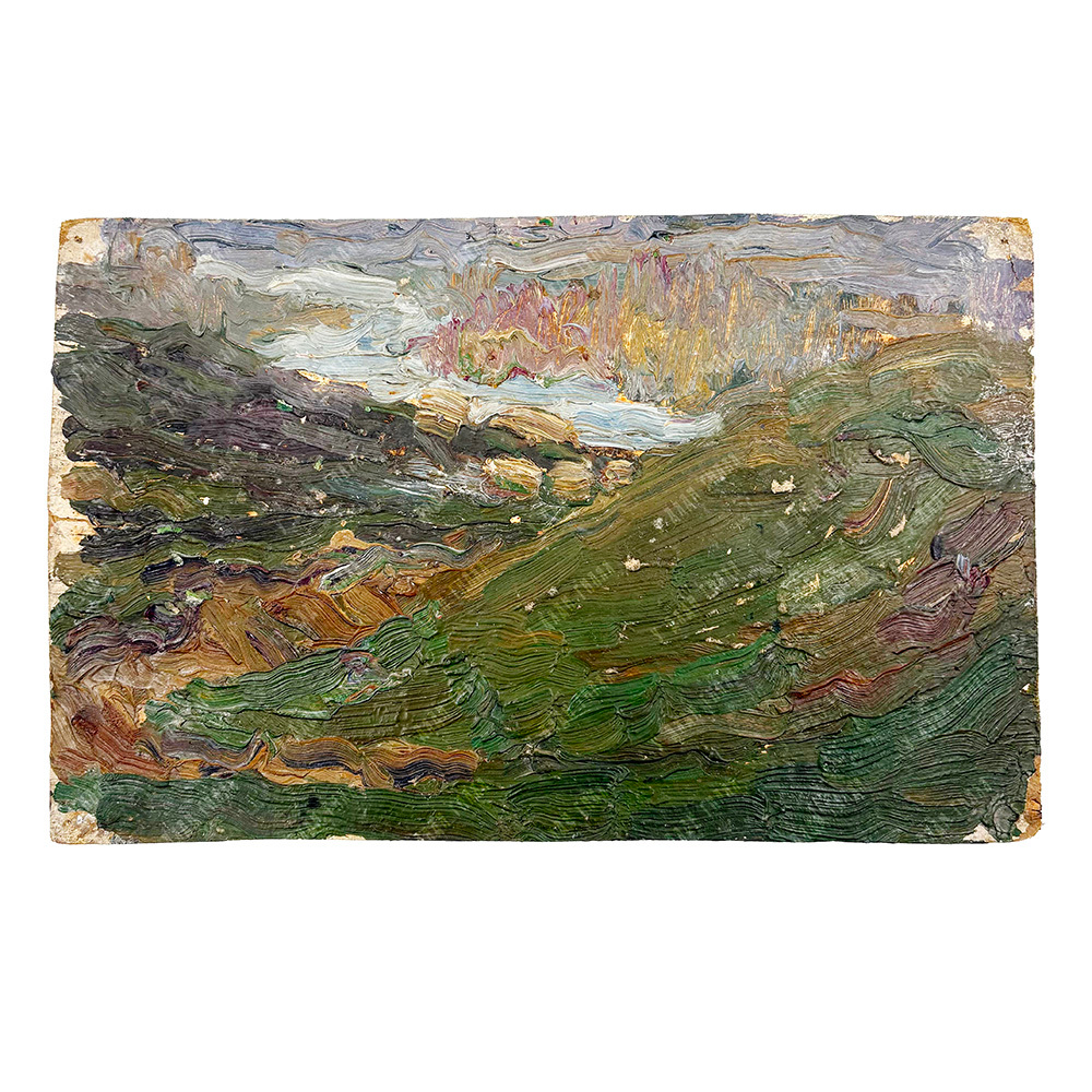 Динес Ю. С. Курган. Саратов. Этюд. Картон, масло. 1940-е гг.
