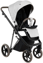 Детская коляска Roan Sol Vintage Luxury 2.0 3 в 1 с автокреслом Pituso Baesa Pro Black,Beige Canopy PIX/50/L Pixel/Light/Black/руч.Cappuccino