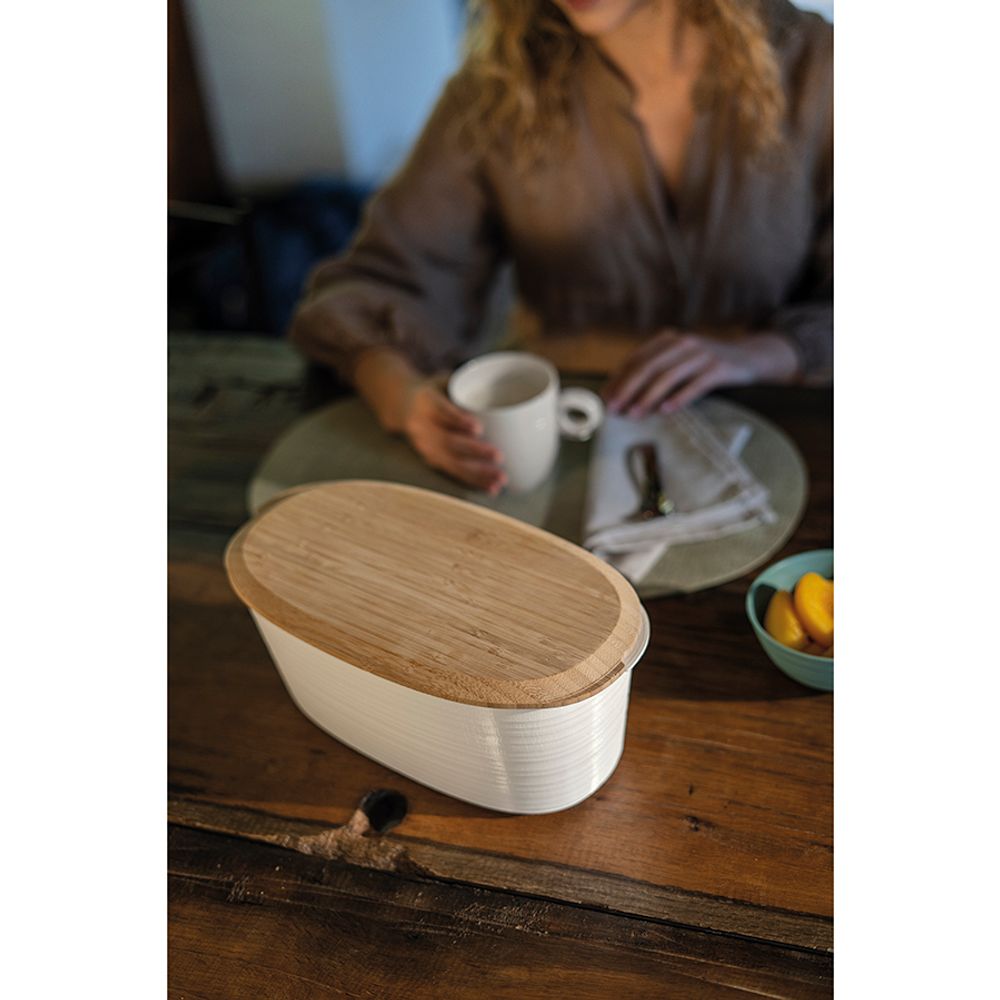 Хлебница с бамбуковой крышкой Tierra, 3 л, молочная