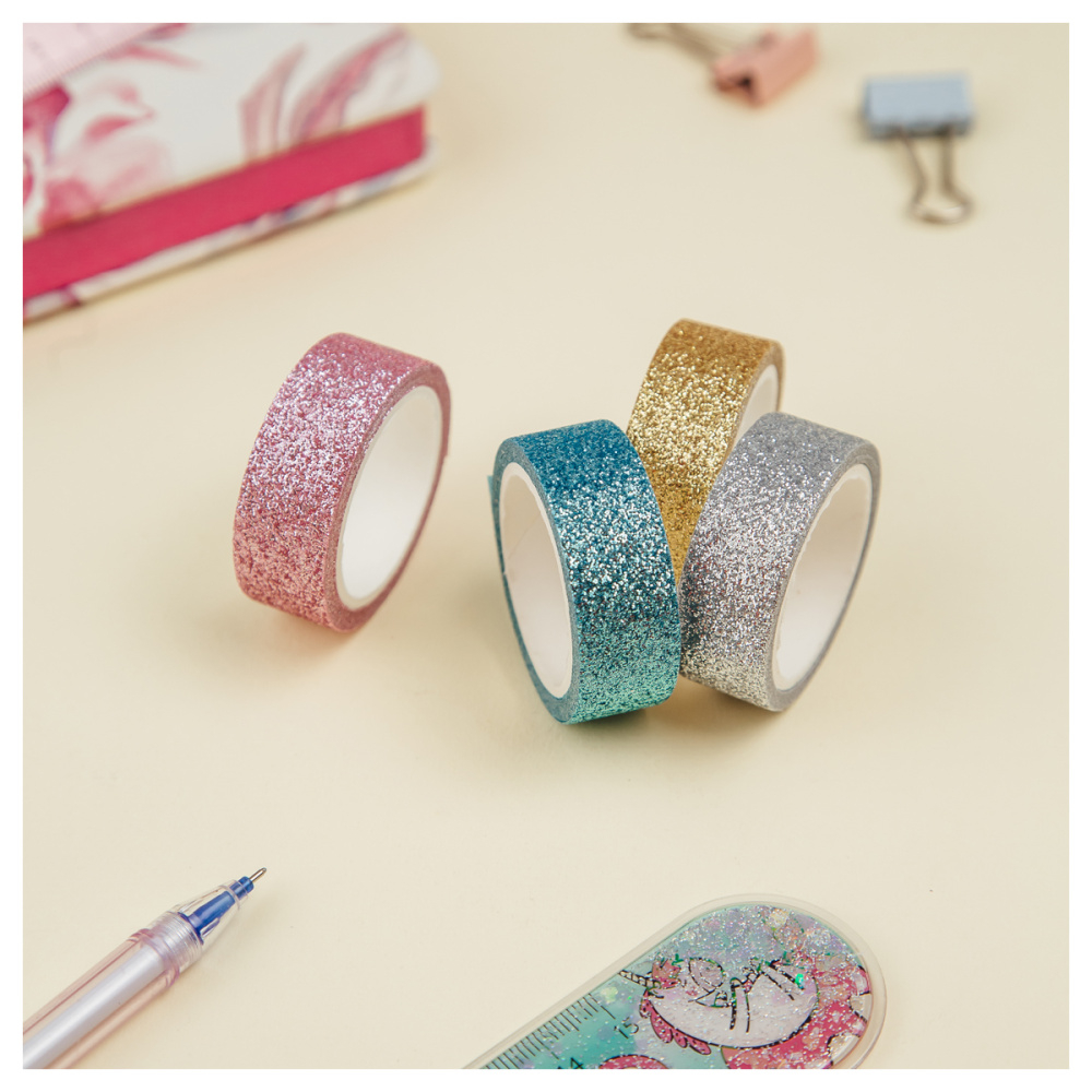 Набор клейких декоративных лент MESHU "Glitter", 4шт