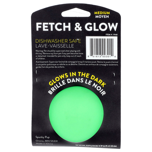 Spunky Pup, Fetch & Glow, шарик, средний, 1 шт.
