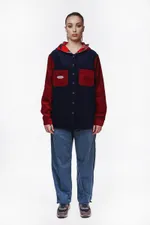 Рубашка YMKASHIX Velvet Button Det бордовая / синяя