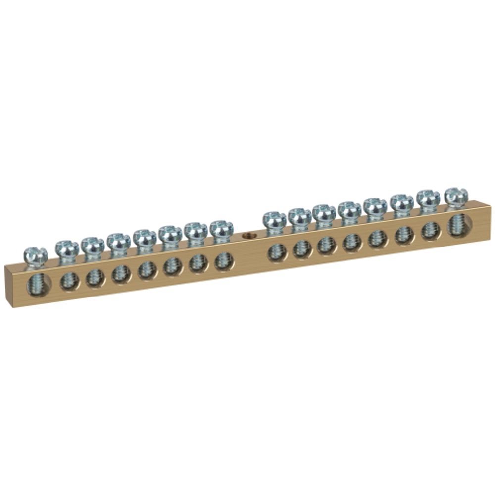 Шина ЭРА NO-122-18 PEN земля-ноль 6х9мм 16/1 латунная с креплениями по центру