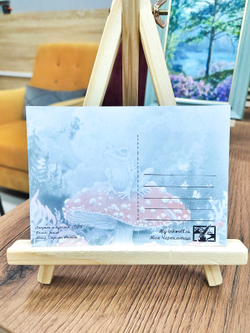 Открытка с голографией "Лягушка и мухомор"