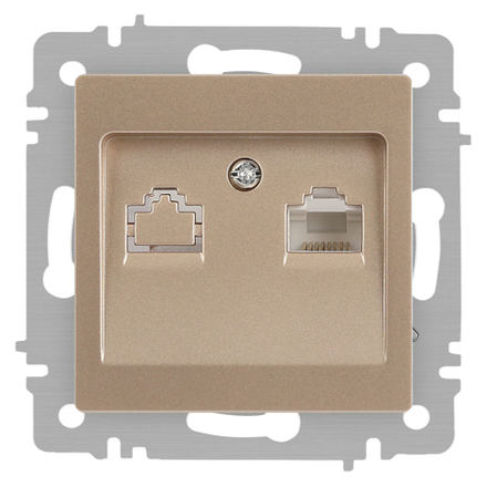 Розетка Intro Accent 6-303-04 информационная RJ45 IP20 СУ шампань