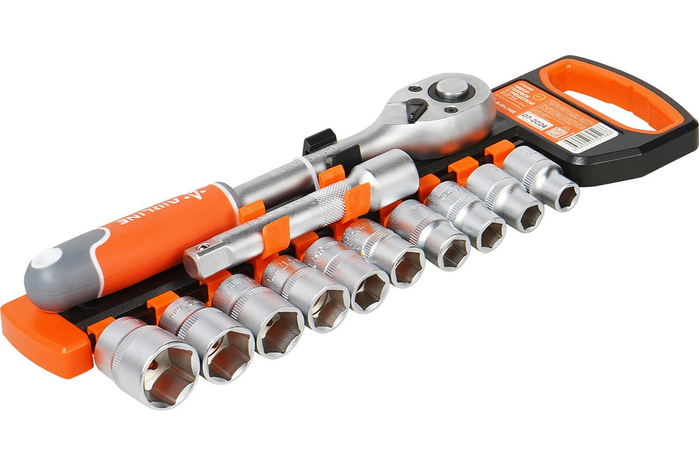 Набор головок с трещоткой 1/2" 72Т 12пр. (10-24мм, удлинитель 125мм) ATAO082 AIRLINE