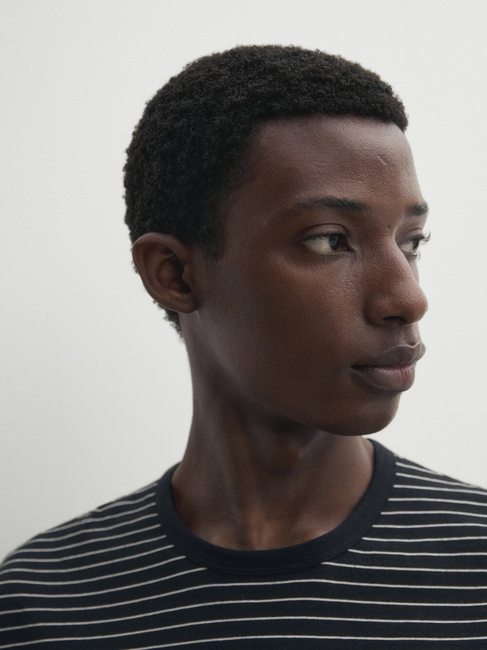 Massimo Dutti Футболка из 100% хлопка средней плотности в полоску, темно-синий