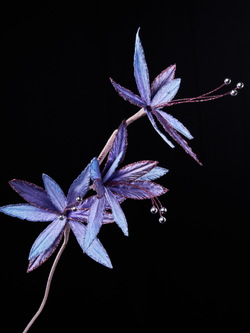 Веточка с фантазийными цветами 18х74см ChristmasDeLuxe фиолетово-голубой