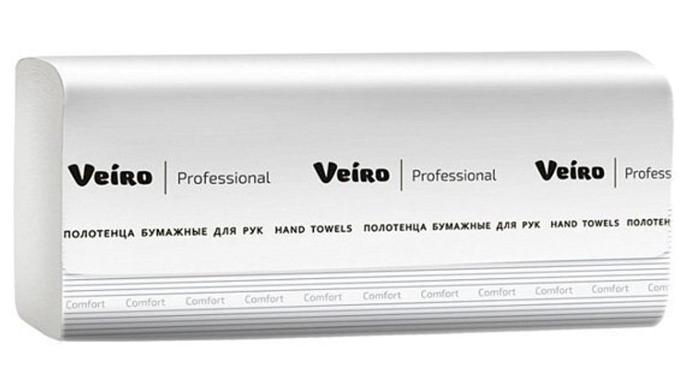 Полотенца бумажные Veiro Professional Lite, Z-сложения, 1-слойные, 20,5х22,5 см, 200 листов, белые, 21 пачка