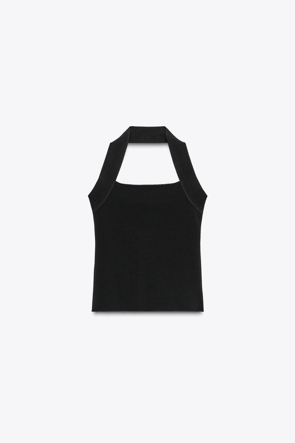 ZARA ЭЛАСТИЧНЫЙ ТОП С ГОРЛОВИНОЙ ХАЛТЕР, ЧЕРНЫЙ