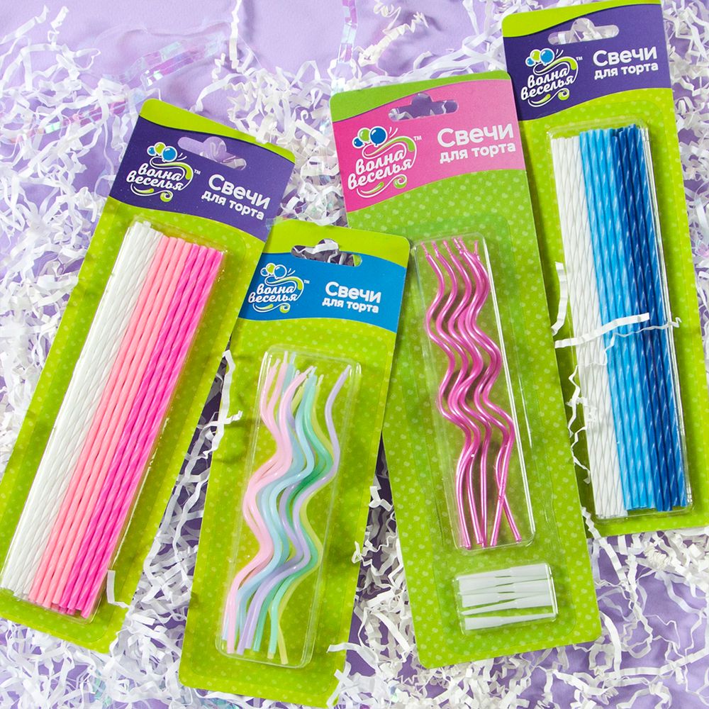 Свечи Коктейльные, Ассорти для мальчика, 0,26*17 см, 24 шт.