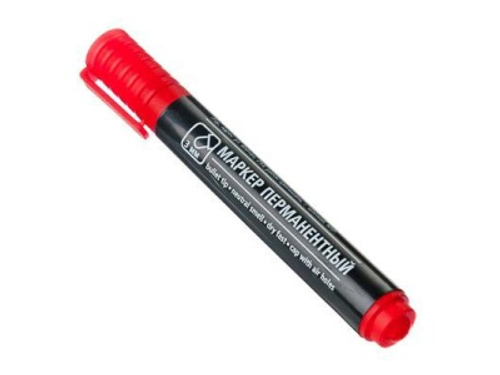 Маркер перманентный Красный пулевидный наконечник линия 3мм