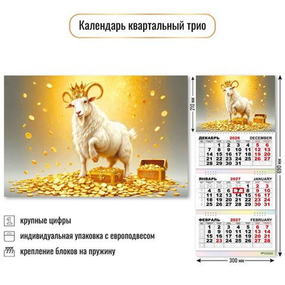 Календарь трио 2027 "Символ года" 10004 (Квадра)