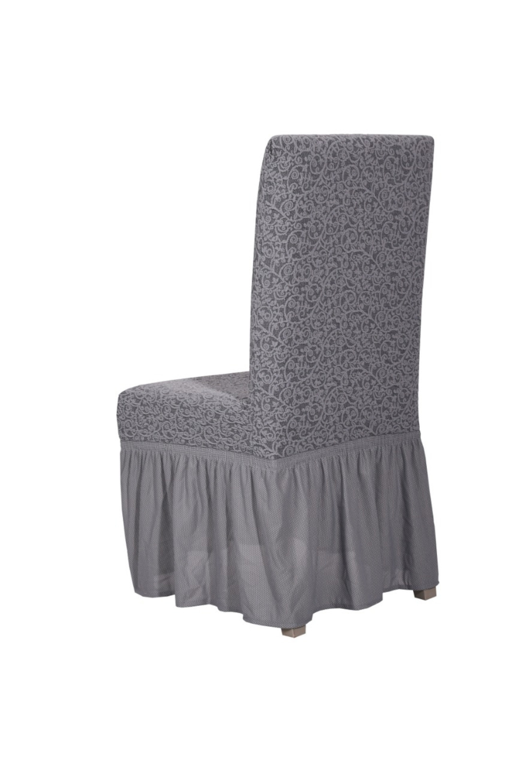 Чехол на стул с оборкой Жаккард, цвет Серый, Набор 2 шт.