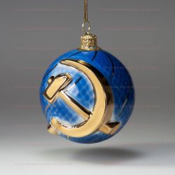 Елочная игрушка Шар фарфоровый "Серп и молот"