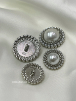 Пуговицы серебро с жемчугом и косичкой