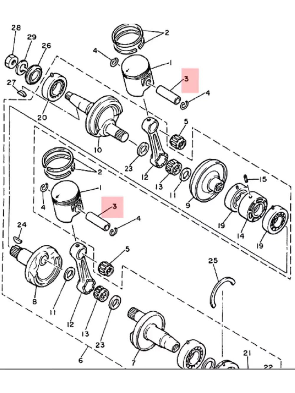 Палец поршневой Yamaha VK540, Venture/SX 500/600/700