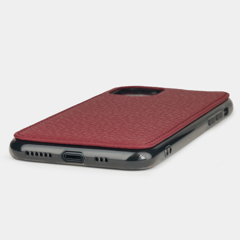 Чехол-накладка для iPhone 11 Pro из натуральной кожи теленка, вишневого цвета