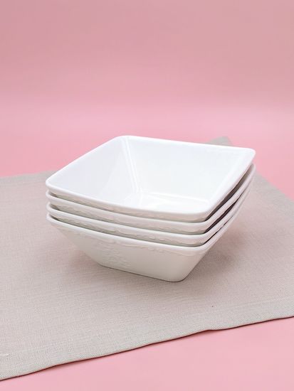 Тарелка суповая/салатник 16,5х6 см. квадратная, набор 4 шт. "Орнамент"