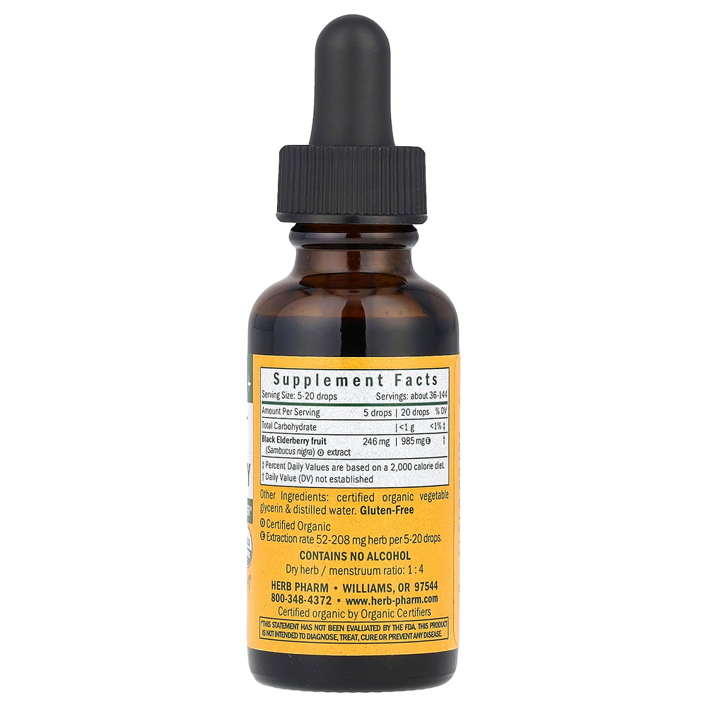 Herb Pharm, чёрная бузина для детей, без спирта, 30 мл