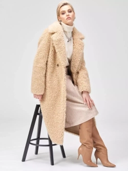 Шуба женская чебурашка тедди эко, бежевая, SilverFox