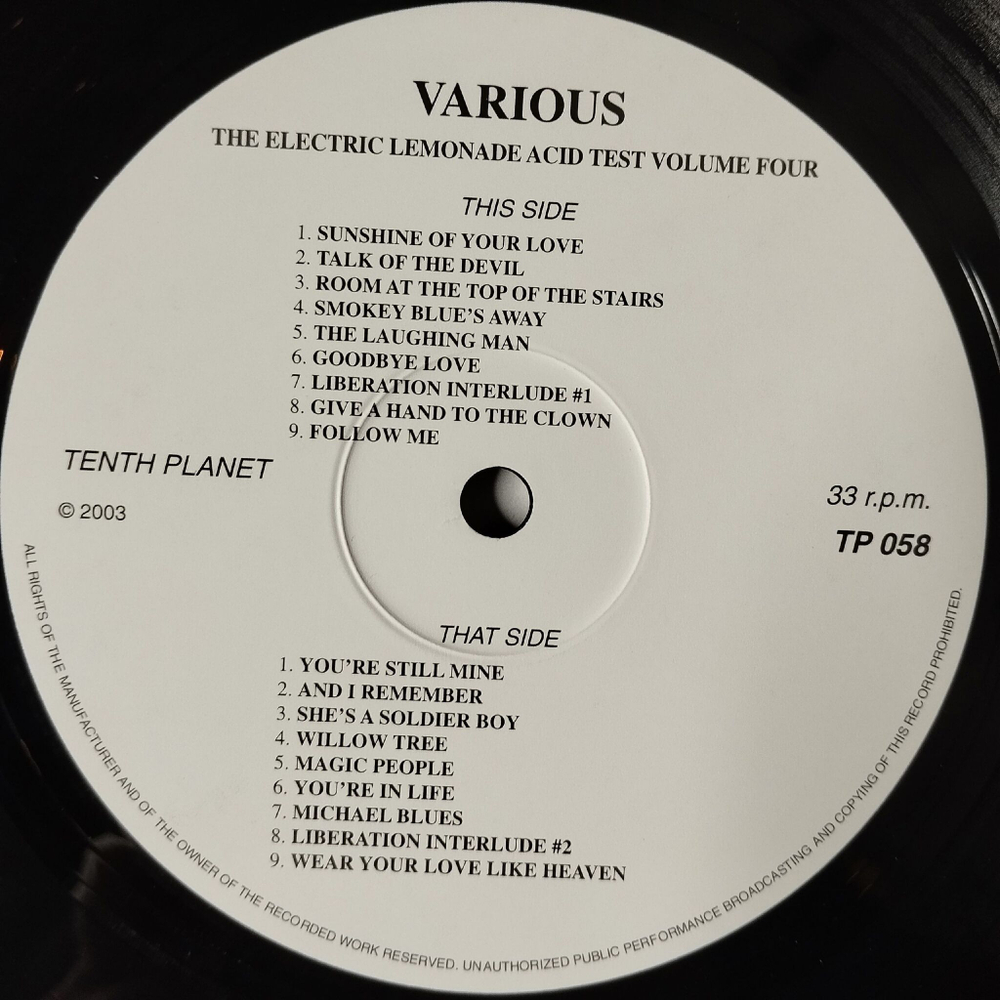 Винтажная виниловая пластинка LP Сборник The Electric Lemonade Acid Test Volume 4 (An Anthology Of The Spark Label 1967-1970) (UK 2003)
