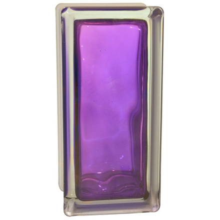 Стеклоблок Vitrablok Половинка Аметист Волна 19x9x8 - окрашенный внутри