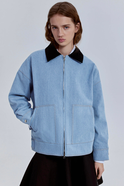 Куртка из денима с вельветовым воротником