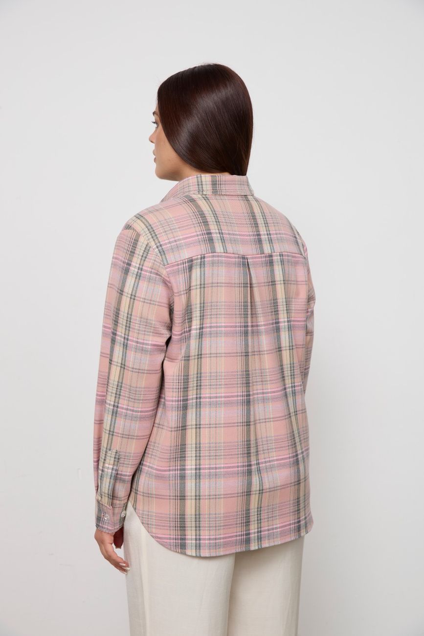 Рубашка в клетку, розовый