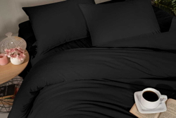 Постельное белье 2 спальное евро Arya home Natural Stone Washed черное