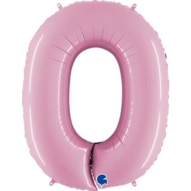 G Шар (40''/102 см) Цифра, 0, Розовый, 1 шт. в уп.(БГ-60)