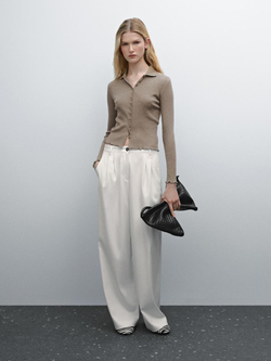 Massimo Dutti Кардиган с волнистыми кромками, норка