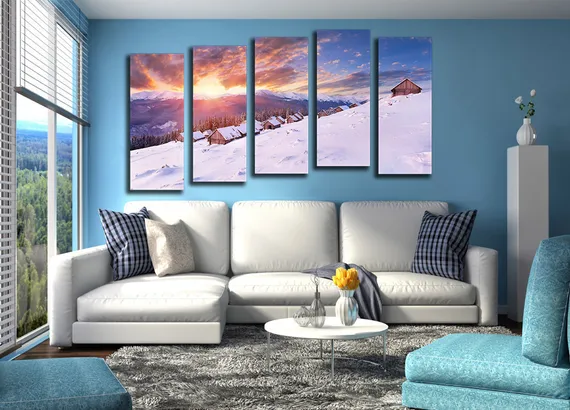 Модульная картина "Зима в горах"