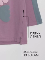 Лонгслив для девочки оверсайз с принтом