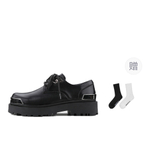 HANQIAORIJI Future Series Large Derby Cow Split Leather Casual Shoes Unisex Black