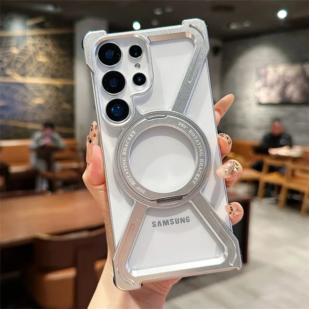 Чехол для Samsung S25 Ultra Minimalist, 360 поворотная подставка алюминиевая