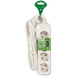 Удлинитель электрический ЭРА UDL-16-430-E Greenline 4 розетки с заземлением 3м ПВС 3x1мм2 | Бытовые удлинители