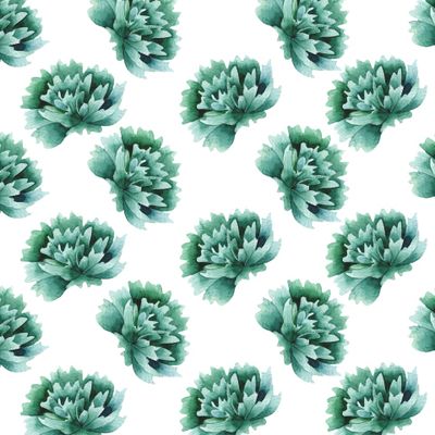 Акварельные цветы в мятном цвете