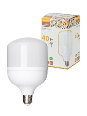 Лампа светодиодная T-40 Вт-230 В-4000 К–E27 (114x183 мм) НАРОДНАЯ TDM SQ0340-1644