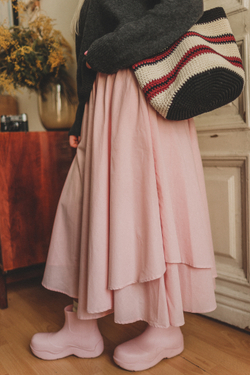 Юбка асимметричная двухслойная из батиста "Розовая пудра"