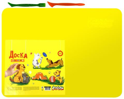 Доска д/лепки 2 стека А3 42x29,5 пластик, желтый (Каляка-Маляка)