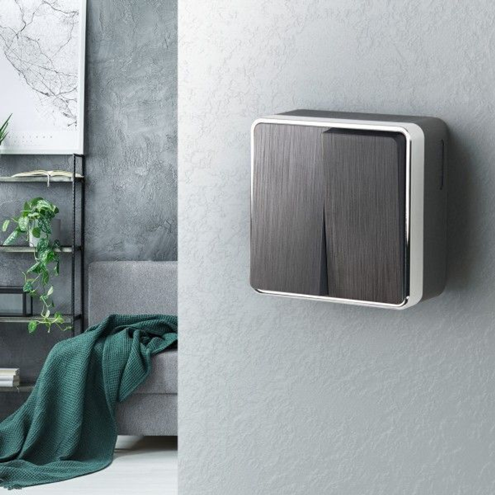 Выключатель двухклавишный  Gallant (графит рифленый)