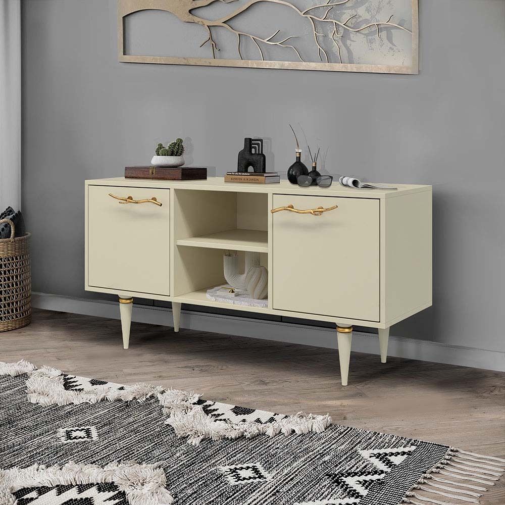 Тумба под ТВ Арт Колор matte 117см Классик Голд Серый шелк матовый