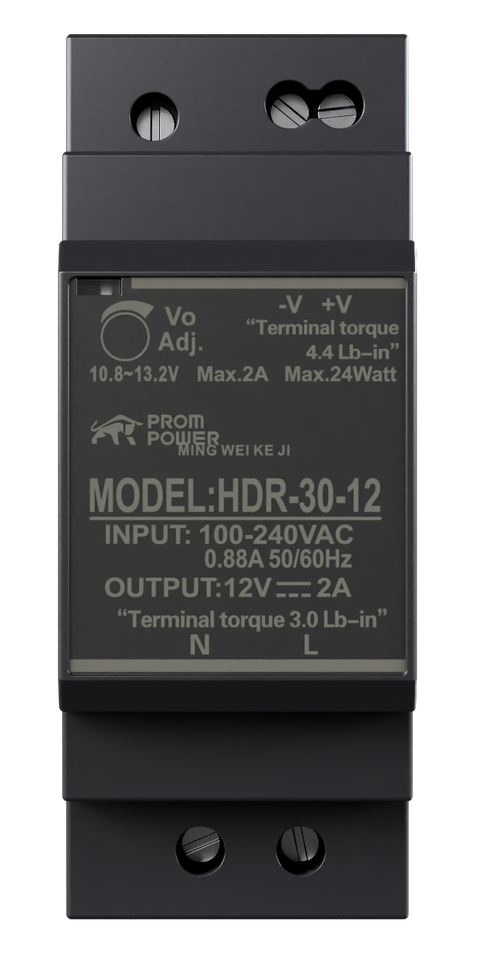 Источник питания PROMPOWER HDR-30-12, на вых. 12 В DC, 2А, 24Вт. Вх. 85-264В AC (120-370 В DC)