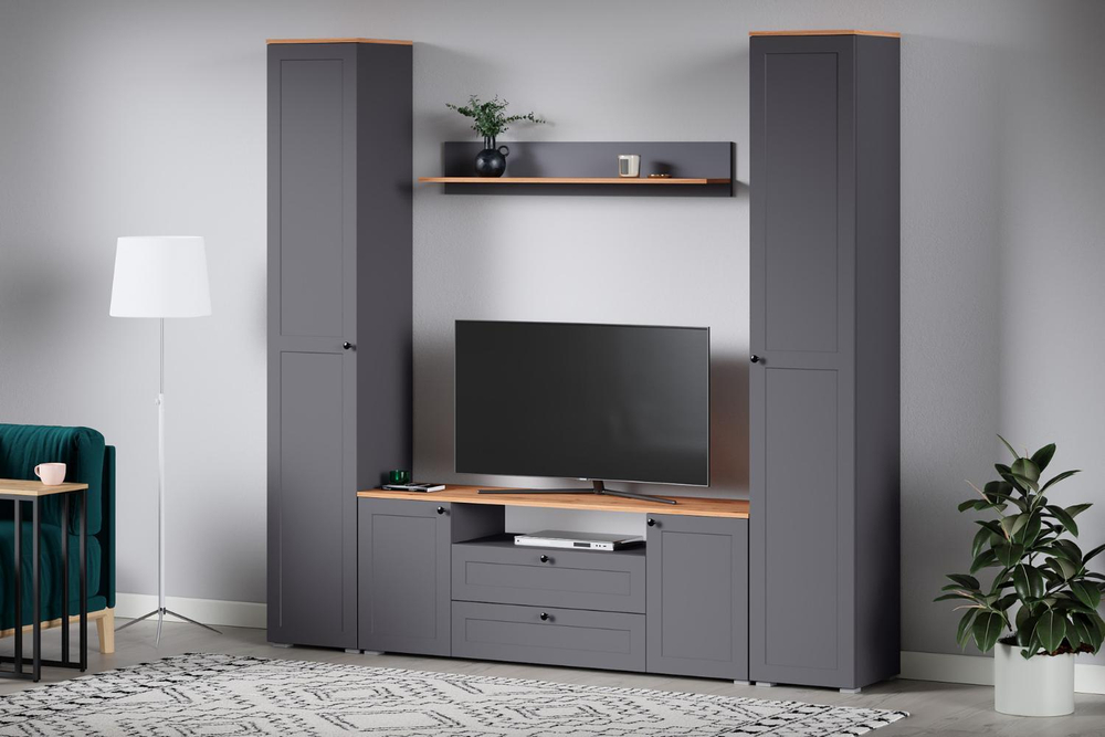 Полка 16.484 Остин Серый Графит, Дуб Золотой