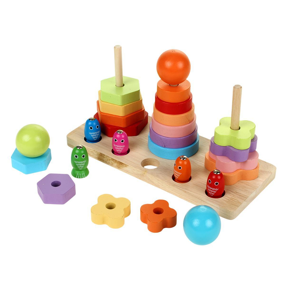 Развивающая игрушка 2 в 1 деревянная (рыбалка + сортер), коробка C-41649