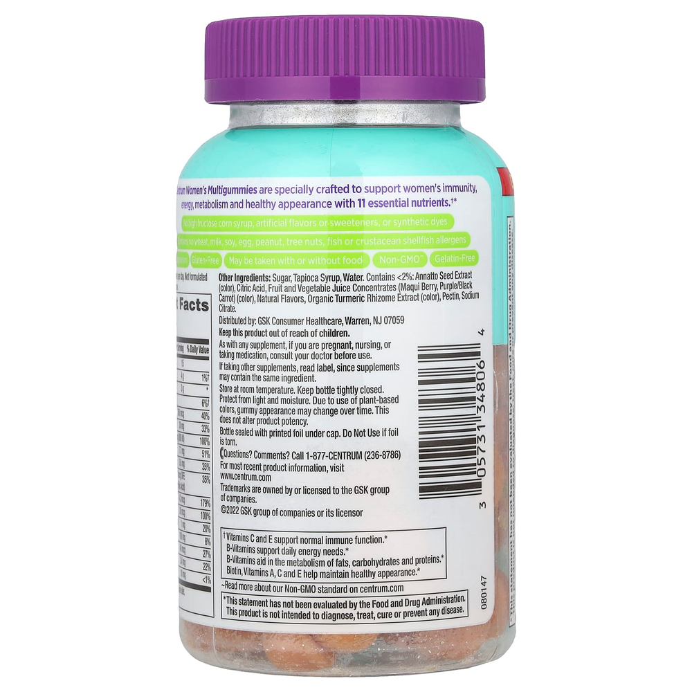 Centrum, Мультивитамины для женщин, тропические фрукты, 100 жевательных таблеток