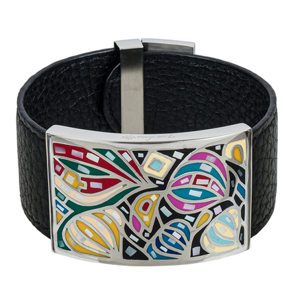 Браслет Fiore Luna на кожаном черном ремешке CB01366-2 M