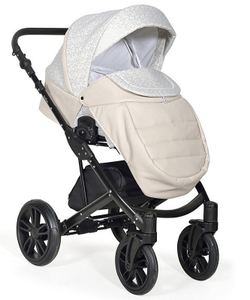 Детская коляска Indigo Mio+F 3 в 1 Mi 02 св.бежевая кожа+св.бежевый узор