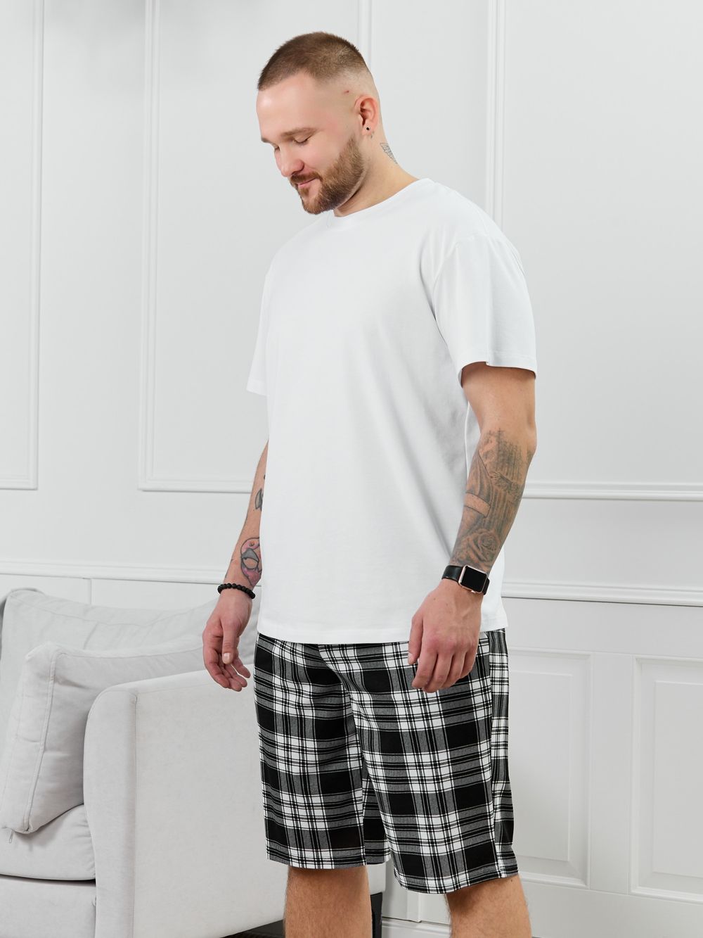 Шорты мужские Тор-2.1 Виотекс КЛЕТКА ЧЕРНАЯ